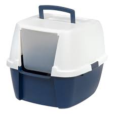 Photo 1 of Iris Navy Hooded Cat Litter Box, X-Large
