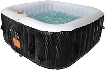 Photo 1 of **USED**#WEJOY AquaSpa Portable Hot Tub 61X61X26 Inch Air Jet Spa 2-3 Person Inflatable Square Outdoor Heated Hot Tub Spa with 120 Bubble Jets, BLACK/WHITE-2-3person
