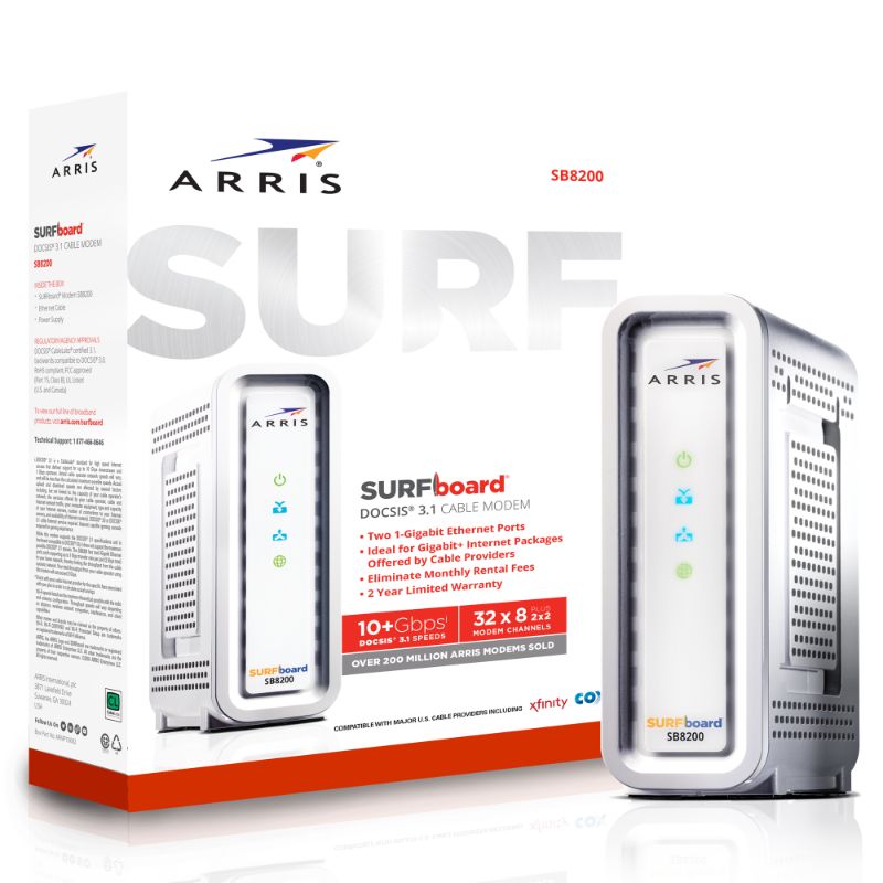 Photo 1 of ARRIS - SURFboard 32 X 8 DOCSIS 3.1 Cable Modem - White
