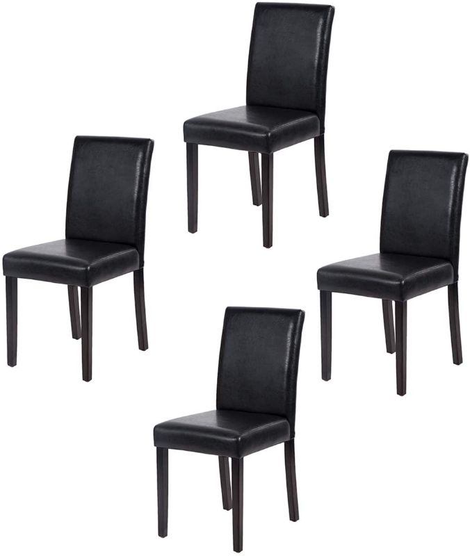 Photo 1 of (HARDWARE INCOMPLETE)
Dining Chairs Dining Room Chairs Parsons Set of 4 Dining Side Chairs for Home Kitchen Living Room, Leather Black
