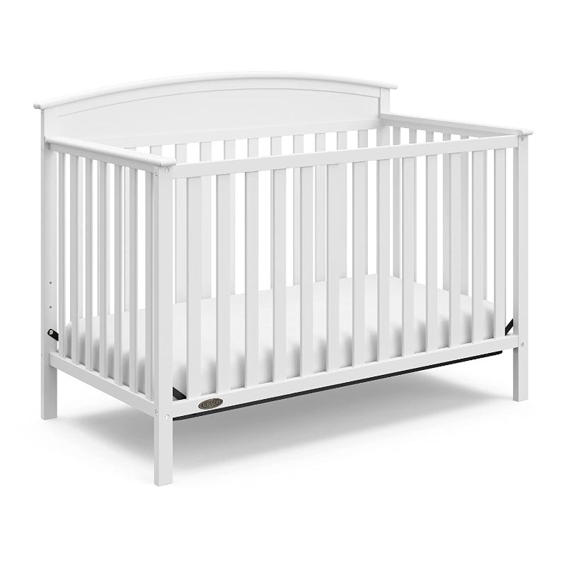 Photo 1 of Graco Benton 5-in-1 Convertible Crib (White) – Converts from Baby Crib to Toddler Bed, Daybed and Full-Size Bed, Fits Standard Full-Size Crib Mattress, Adjustable Mattress Support Base
