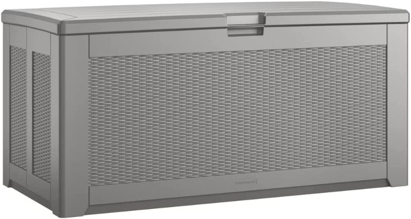 Photo 1 of *MISSING COMPONENTS* Rubbermaid Outdoor Easy Install Deck Box, Extra Large, Weather Resistant, Gray for Lawn, Garden, Pool, Tool Storage, Home Organization
