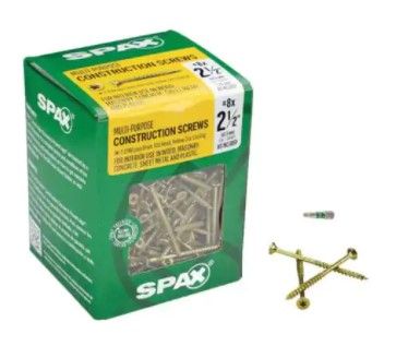 Photo 1 of #8 x 2-1/2 in. T-Star Plus Flat Head Partial Thread Yellow Zinc Screw (5 lb. Box)
