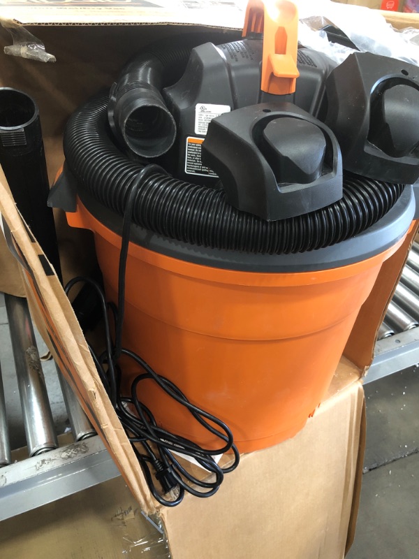 Photo 2 of RIDGID 16 Gal. 5.0-Peak HP NXT Wet/Dry Shop Vacuum with Filter, Hose and Accessories, Oranges/Peaches
