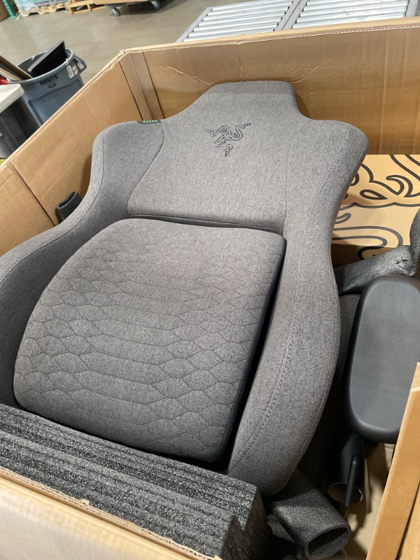 Photo 2 of Razer Iskur Fabric Gaming Chair: Ergonomic Lumbar Support System - Ultra-Soft, Spill-Resistant Fabric Foam Cushions - 4D Armrests - Engineered to Carry- Foam Head Cushion - Dark Gray XL
