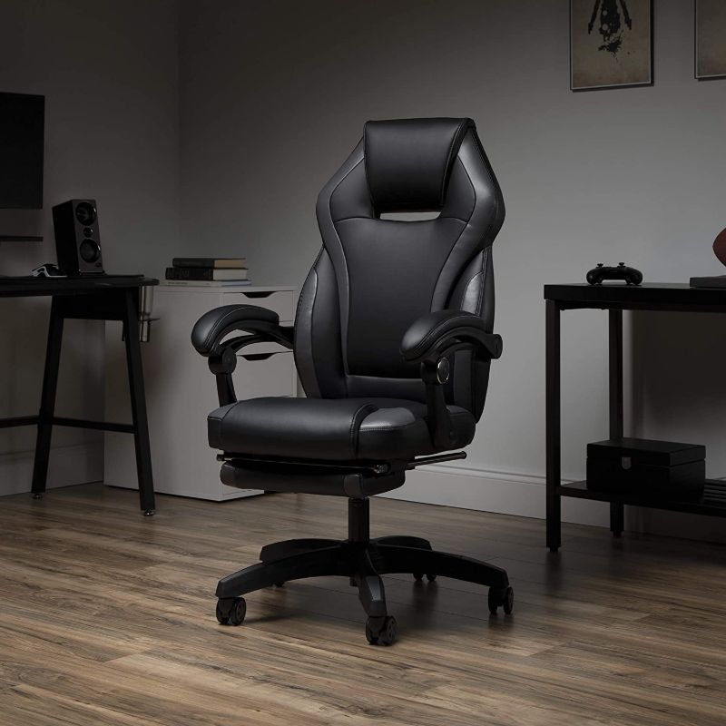 Photo 1 of OFM ESS Collection Reclining Gaming Chair with Footrest, Bonded Leather, Gray
