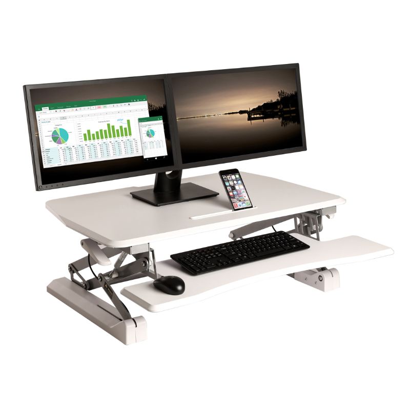 Photo 1 of Airlift 35.4" Pneumatic Adjustable Standing Desk Converter in White
