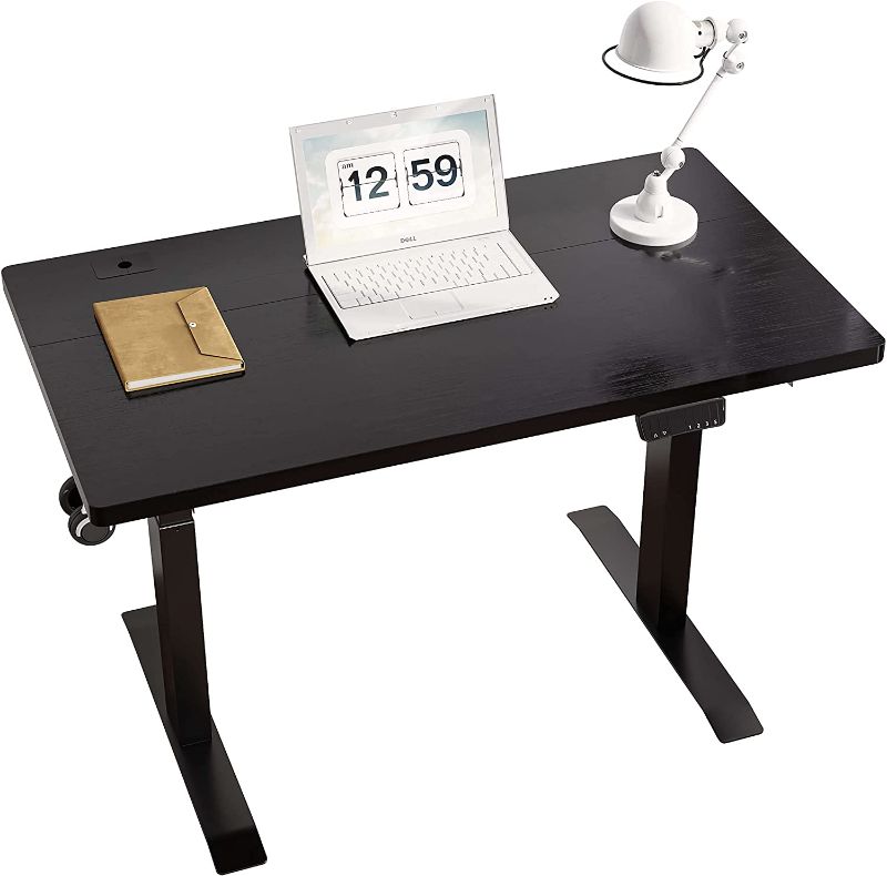 Photo 1 of IYEE NATURE Electric Standing Desk with Black Top 40 x 24 Inches, Stand Up Desk with Adjustable Height and Splice Board for Home Office
