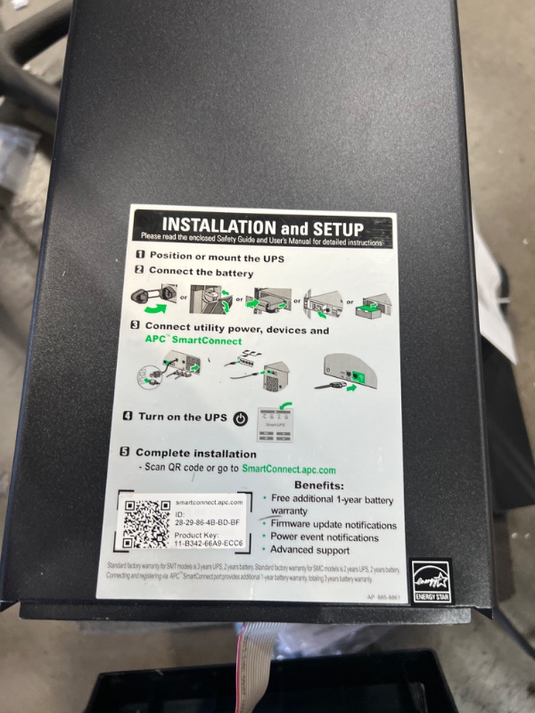 Photo 16 of APC 2200VA Smart UPS with SmartConnect, SMT2200C Sinewave UPS Battery Backup, AVR, 120V, Line Interactive Uninterruptible Power Supply black
DAMAGED JUST CHIPED 