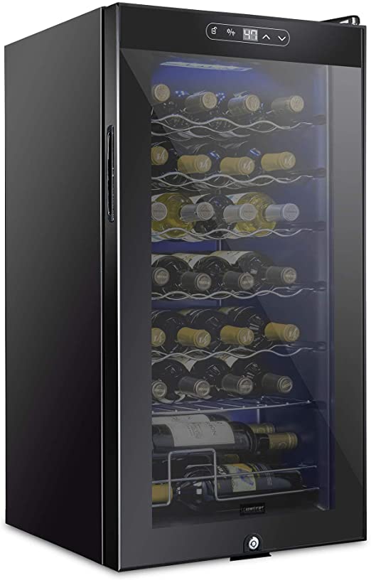 Photo 1 of DOOR IS BROKEN FROM THE TOP SCREW SEE PICTURES!!! SCHMECKE 28 Bottle Compressor Wine Cooler Refrigerator w/Lock -Black
