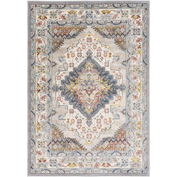 Photo 1 of Ankara AKR-2300 5'2" x 7' Rug Medium Gray/Taupe/Pale Blue/Teal/Cream/Orange
