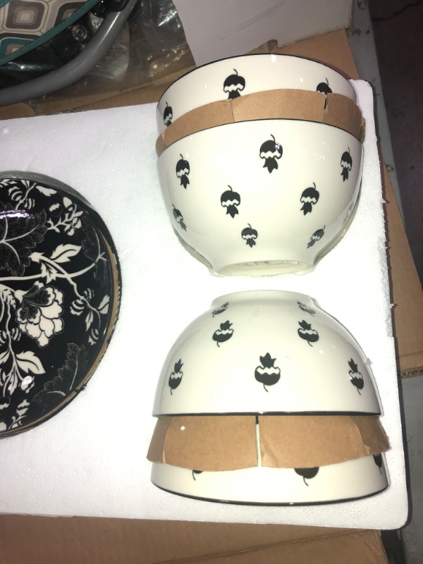 Photo 2 of 12 piece plates bowls white black different designs