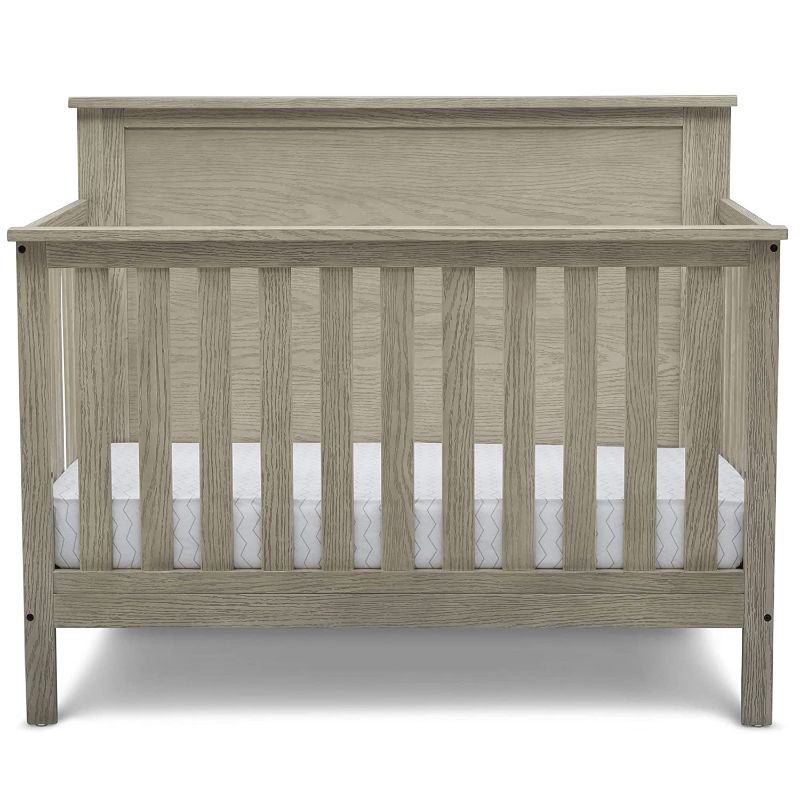 Photo 1 of Delta Children Middleton 4-in-1 Convertible Baby Crib, Rustic Farmhouse Style, Textured Limestone
