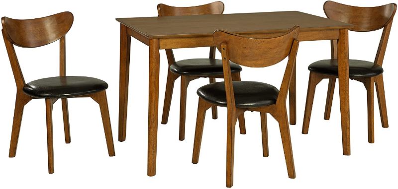 Photo 1 of **DAMAGED ** Signature Design by Ashley Parrenfield Modern 5 Piece Dining Set, Includes Table and 4 Chairs, Brown & Black
