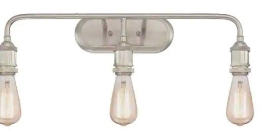 Photo 1 of 3-Light Brushed Nickel Wall Mount Bath Light
