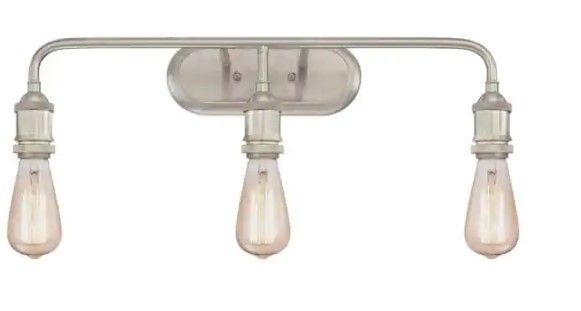 Photo 1 of 3-Light Brushed Nickel Wall Mount Bath Light
