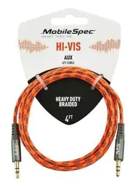 Photo 1 of Hi-Vis 4Ft Aux Cable, Orange
