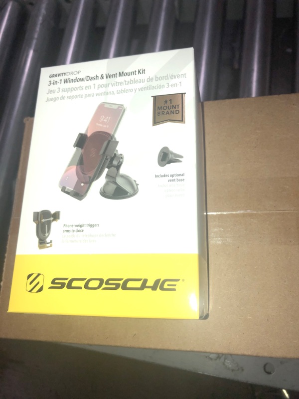 Photo 1 of *NEVER OPENED*Scosche GravityDrop 3-in-1 Window/Dash/ Vent Mount Kit Black - Impulse Items at Academy Sports
