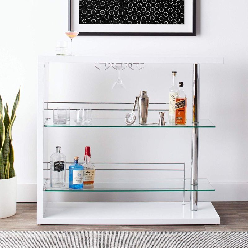 Photo 1 of *Loose Hardware*
White Rectangular Bar Unit with Two Shelves and Wine Holder
