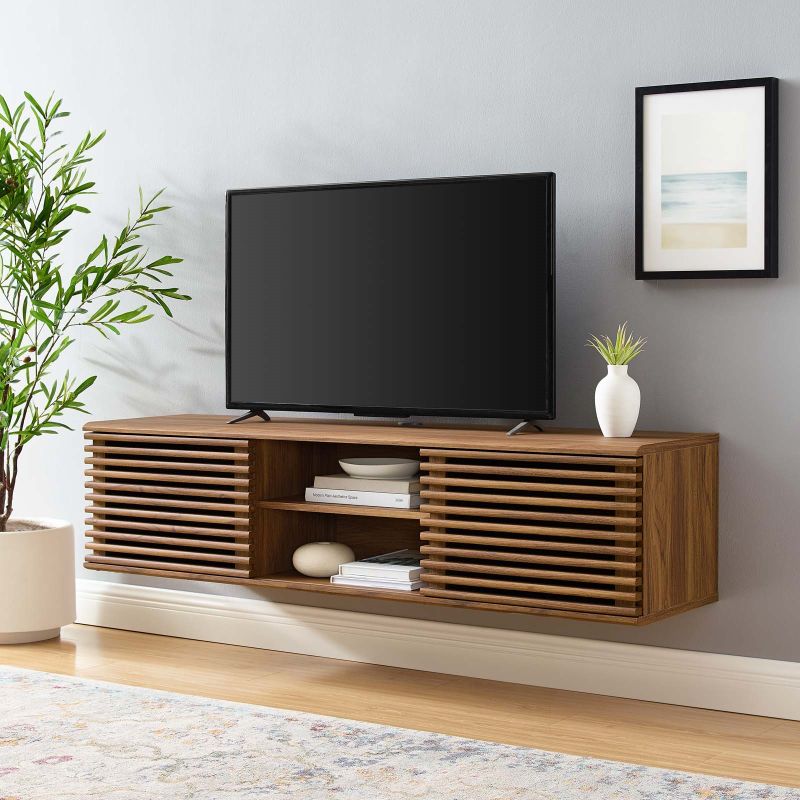 Photo 1 of *Damage shown in picture*
Modway Render 60" Wall-Mount Media Console TV Stand in Walnut
