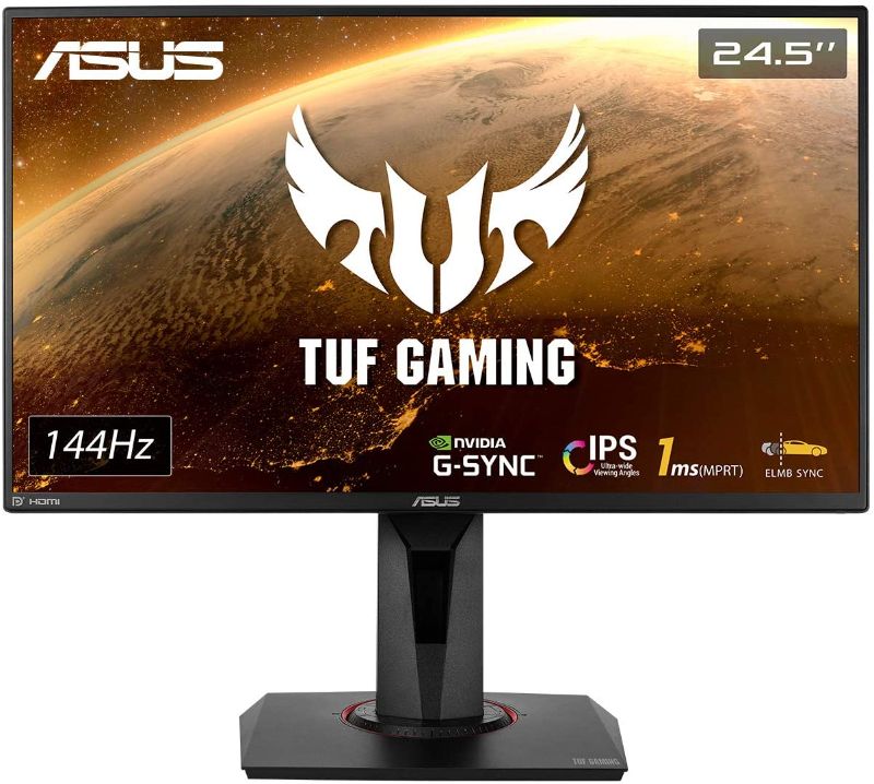 Photo 1 of *Tested/ Functional*
ASUS TUF Gaming 25" 1080P Monitor (VG259Q) - Full HD, IPS, 144Hz, 1ms, Extreme Low Motion Blur, Speaker, Adaptive-Sync, G-SYNC Compatible, VESA Mountable, DisplayPort, HDMI, Height Tilt Adjustable