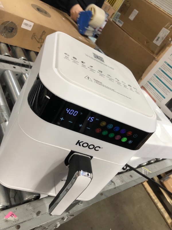 Photo 3 of [NEW LANUCH] KOOC XL Large Air Fryer, 6.5 Quart Electric Air Fryer Oven, Free Cheat Sheet for Quick Reference, 1700W, LED Touch Digital Screen, 10 in 1, Customized Temp/Time, Nonstick Basket, White
