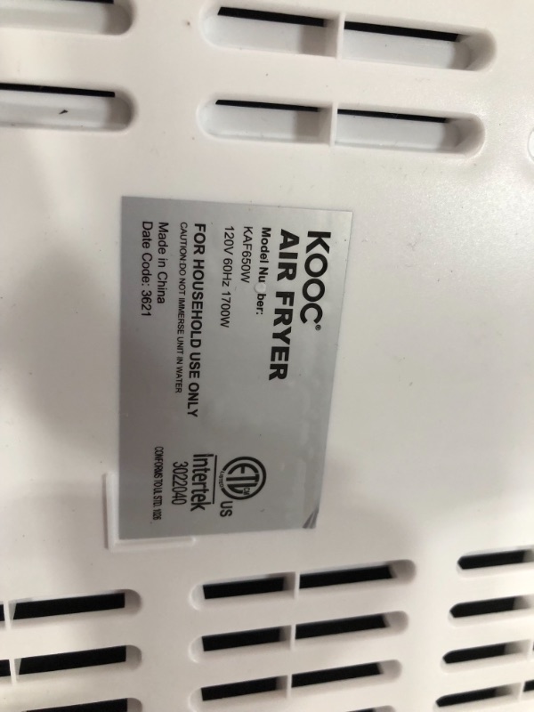 Photo 2 of [NEW LANUCH] KOOC XL Large Air Fryer, 6.5 Quart Electric Air Fryer Oven, Free Cheat Sheet for Quick Reference, 1700W, LED Touch Digital Screen, 10 in 1, Customized Temp/Time, Nonstick Basket, White
