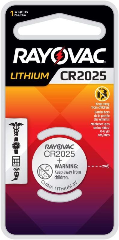 Photo 1 of 10 pack - Rayovac CR2025 Battery, 3V Lithium Coin Cell CR2025 Batteries (1 Battery Count per box) 
