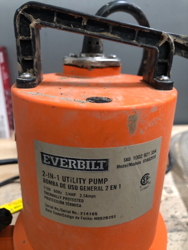 Photo 2 of Everbilt 1/4 HP 2-in-1 Utility Pump