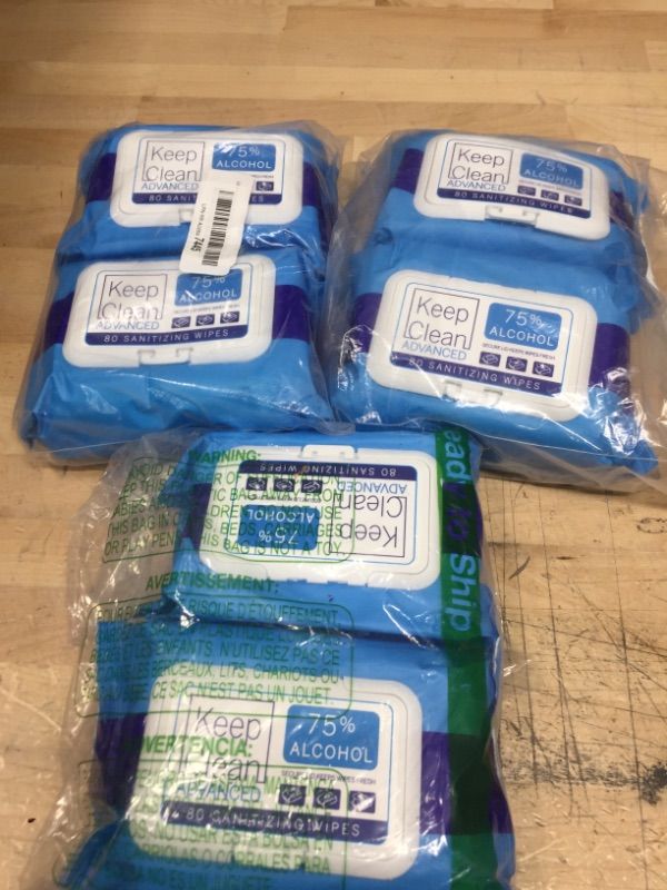 Photo 1 of 2 Pack Keep Clean Advanced 75% Alcohol Sanitizer Wipes,
3 sets 