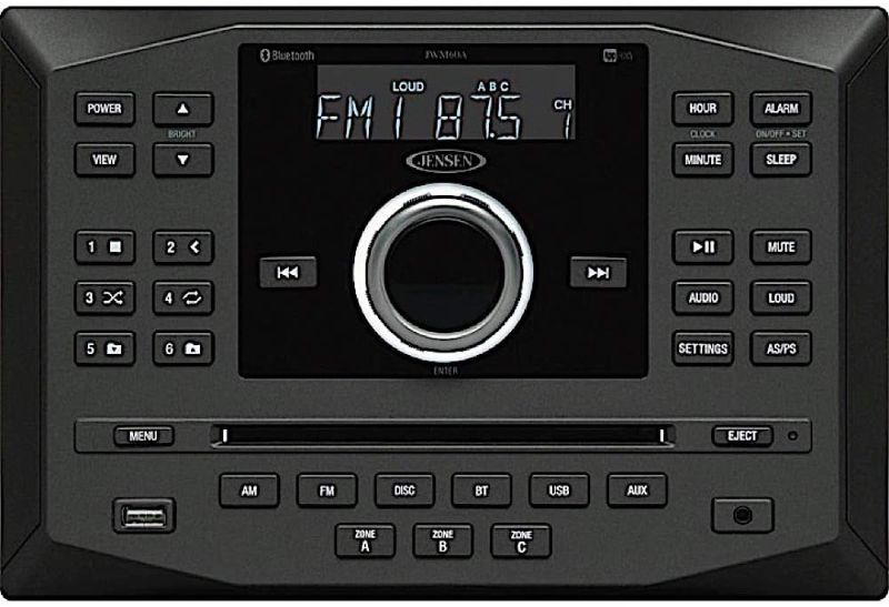 Photo 1 of Jensen JWM60A AM|FM|DVD|CD|USB|AUX|App Ready Bluetooth Wallmount Stereo with App Control, Plays: CD, CD-R, CD-RW, DVD, DVD+RW, DVD-RW, MP3, DVD-Video, MPEG-4, VCD, JPEG, CD-DA, MP3, WMA, Dolby
