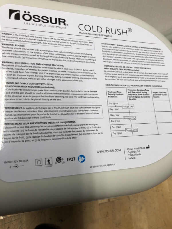 Photo 2 of Ossur Cold Rush Therapy Machine System with Universal Pad- Ergonomic, Adjustable Wrap Pad Included- Quiet, Lightweight and Strong Cryotherapy Freeze Kit Pump