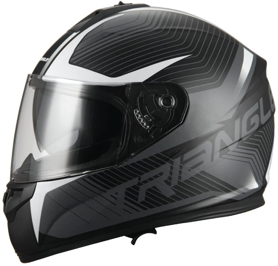 Photo 1 of TRIANGLE Full Face Dual Visor Matte Black Street Bike Motorcycle Helmet Large 