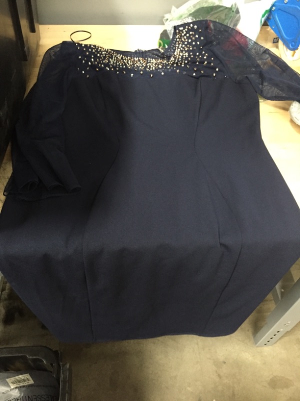 Photo 1 of Alex Evenings Women's Short Shift Dress with Embellished Illusion Detail, Navy/Silver, 18