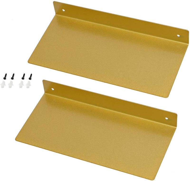 Photo 1 of 12 Inch Metal Floating Shelves for Wall (11.8” x 5.5” Gold)