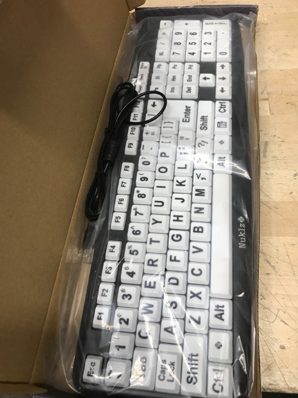 Photo 2 of Nuklz N Large Print Computer Keyboard | Visually Impaired Keyboard | High Contrast Black and White Keys