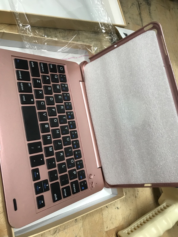 Photo 2 of ONHI Wireless Keyboard Case for iPad Mini 5 / Mini 4 Keyboard Case Plastic Alloy Shell Smart Folio Case Auto Sleep/Wake, Silent Typing (Mini 4/5 Rose Gold)