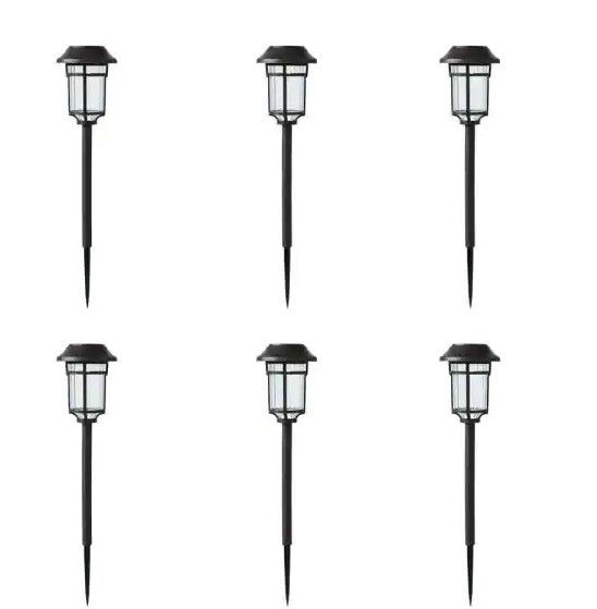 Photo 1 of Hampton Bay Solar Bronze LED Path Light 10 Lumens (6-Pack)