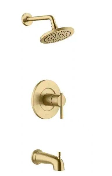 Photo 1 of   Glacier Bay Dorind Single-Handle 1-Spray Tub and Shower Faucet in Matte Gold (Valve Included)