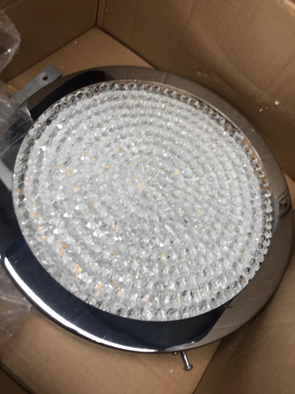 Photo 1 of Chardin Modern Close to Ceiling Light Flush Mount Fixture 14" Wide LED Dimmable Chrome Silver Clear Crystal Ring 