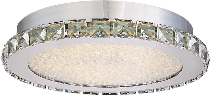 Photo 1 of Chardin Modern Close to Ceiling Light Flush Mount Fixture 14" Wide LED Dimmable Chrome Silver Clear Crystal Ring 