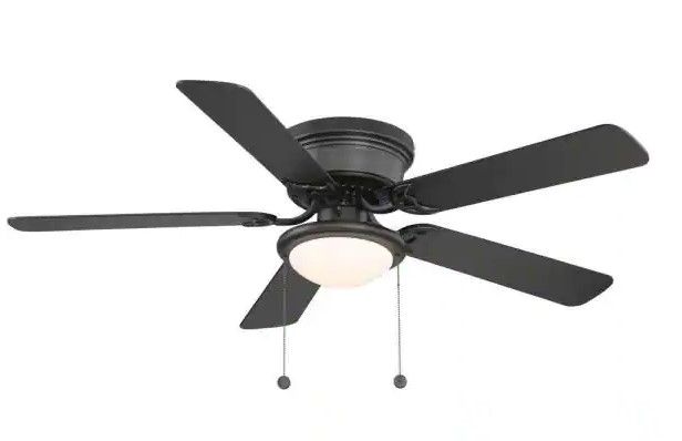 Photo 1 of Hugger 52 in. LED Indoor Black Ceiling Fan with Light Kit