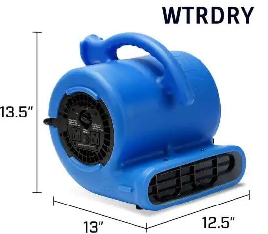 Photo 1 of B-Air
1/4 HP Air Mover Blower Fan for Water Damage Restoration Carpet Dryer Floor Home and Plumbing Use in Blue
