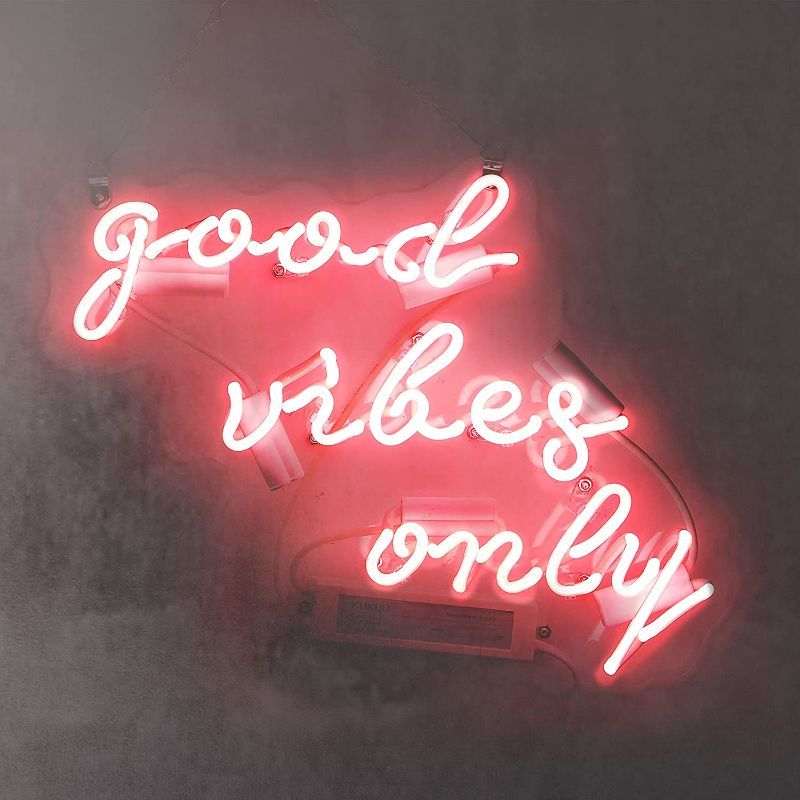 Photo 1 of **SEE COMMENTS** Neon Signs Good Vibes Only Neon Light Sign Hanging Neon Sign Pink Neon Lights Neon Wall Sign Neon Words for Wall Bedroom Room Party Decor
