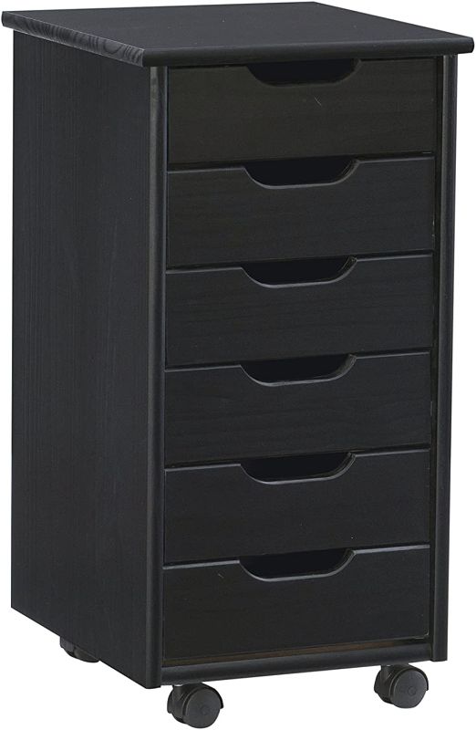 Photo 1 of ***PARTS ONLY*** Linon Six Drawer Rolling Storage Corinne Cart, Black 6
