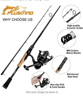 Photo 1 of *FOR PARTS ONLY* PLUSINNO Elite Hunter 7FT Fishing Rod, IM 6 Graphite Spinning Rod and Casting Rod, Stainless Steel Guides with SiC Inserts