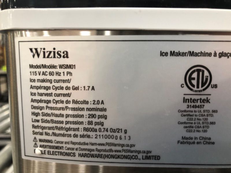 Photo 5 of NOT FUNCTIONAL**Wizisa Ice Maker Machine for Countertop, 9 Bullet Ice Cubes Ready in 6 Minutes, 26lbs in 24Hrs Portable Ice Maker Machine Self-Cleaning,