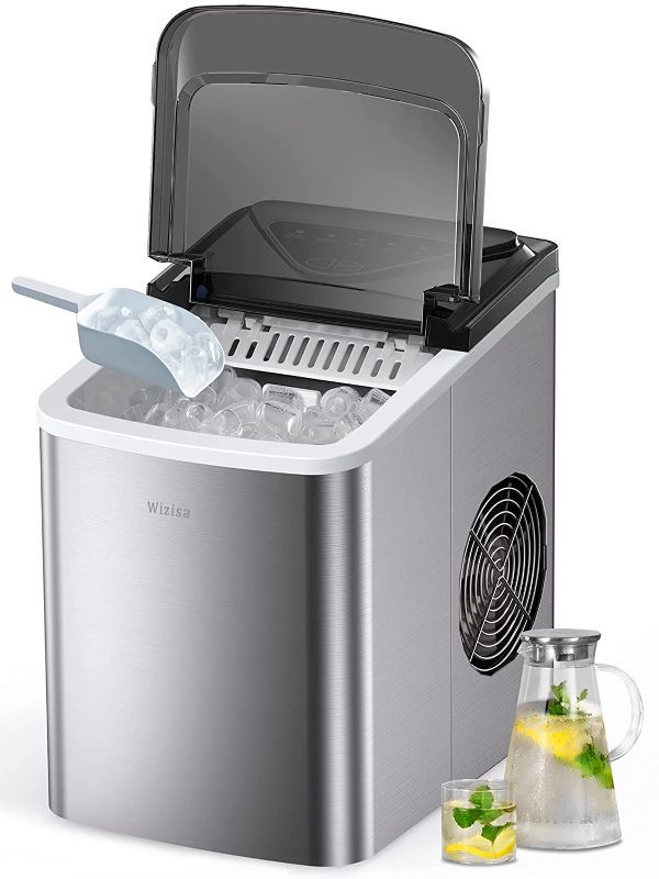 Photo 1 of NOT FUNCTIONAL**Wizisa Ice Maker Machine for Countertop, 9 Bullet Ice Cubes Ready in 6 Minutes, 26lbs in 24Hrs Portable Ice Maker Machine Self-Cleaning,