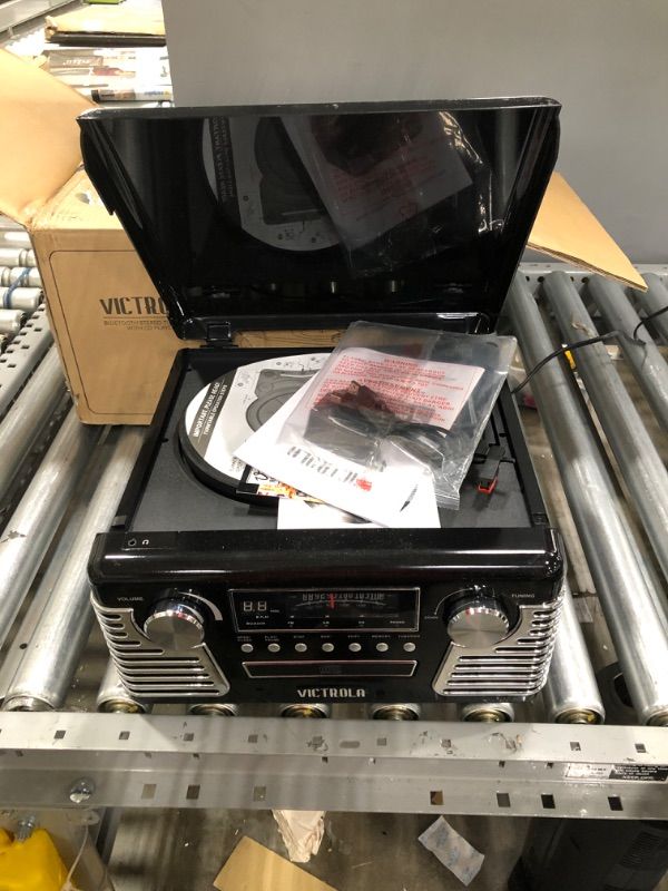Photo 1 of ***PARTS ONLY*** Victrola 50's Retro Bluetooth Record Player & Multimedia Center with Built-in Speakers - 3-Speed Turntable, CD Player, AM/FM Radio | Vinyl to MP3 Recording | Wireless Music Streaming | Black
