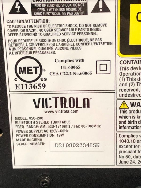 Photo 3 of ***PARTS ONLY*** Victrola 50's Retro Bluetooth Record Player & Multimedia Center with Built-in Speakers - 3-Speed Turntable, CD Player, AM/FM Radio | Vinyl to MP3 Recording | Wireless Music Streaming | Black
